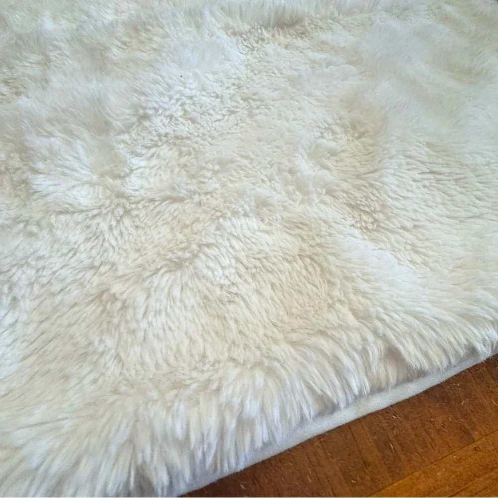 UGG Standard Pillow Sham Cover White Faux Fur Rectangle Solid Pillowcase
